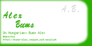 alex bums business card